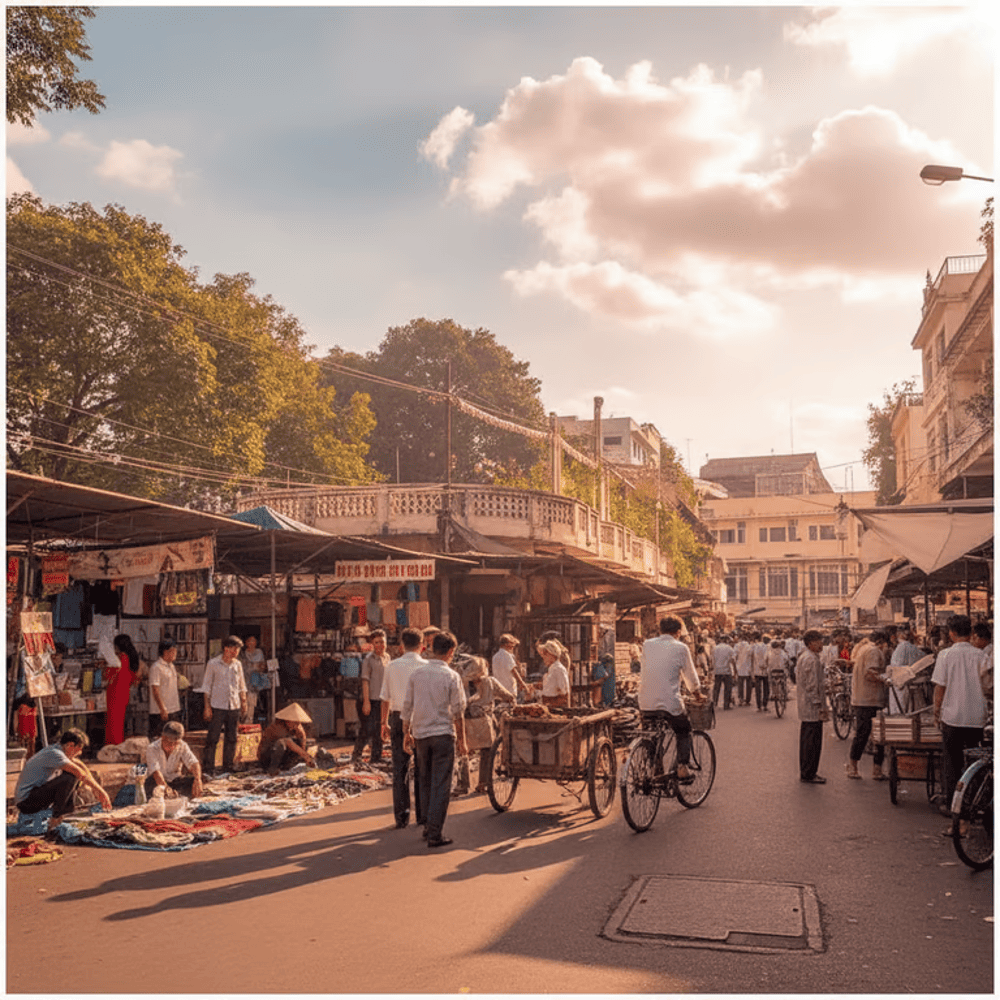 This vintage photo of the street recalls an old Saigon, marked by historical transitions through the ages